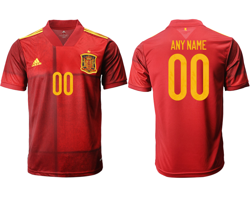 Men 2021 European Cup Spain home aaa version red customized Soccer Jersey->customized soccer jersey->Custom Jersey